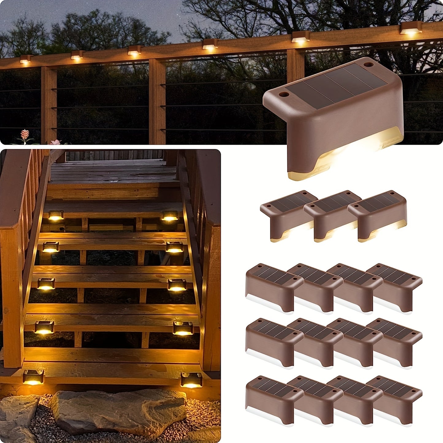 16 Pack Solar Outdoor Garden Lights, Household Garden Arrangement Stairs Deck Lights, Aisle Wall Lights, Rail Decorative Light