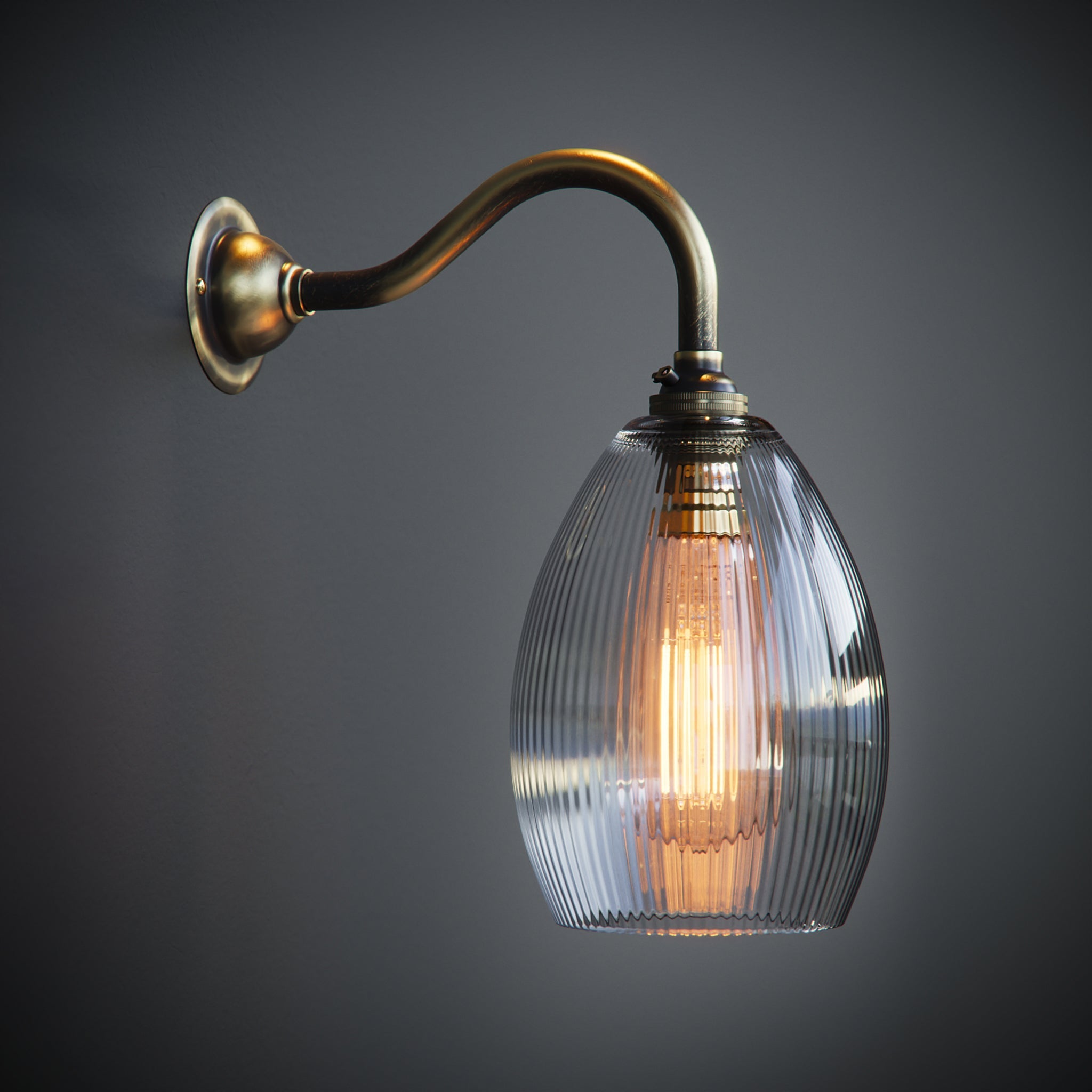 Jules Fine Ribbed Clear Glass Wall Light